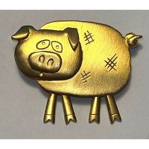 J.J. Jonette Pig Brooch Pig / Hog Brooch JJ Jonette Articulating Legs